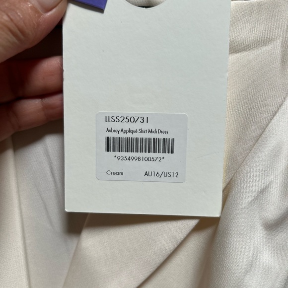 NWT LEO LIN Aubrey Appliqué Shirt Midi Dress Cream Size 12 - Picture 5 of 12